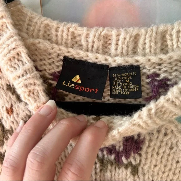 Vintage Liz Sport Multi-Patterned Women's Sweater - Picture 2 of 5